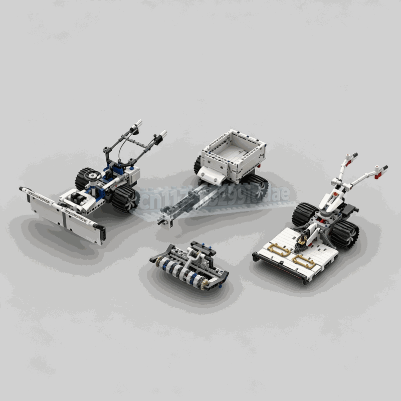 Farming Agriculture Model - 1021パーツ MOC デュアルシングルアクスルファームトラクター（4つのアタッチメント付き）農業車両モデル カスタムパズル ビルディングブロック おもちゃ