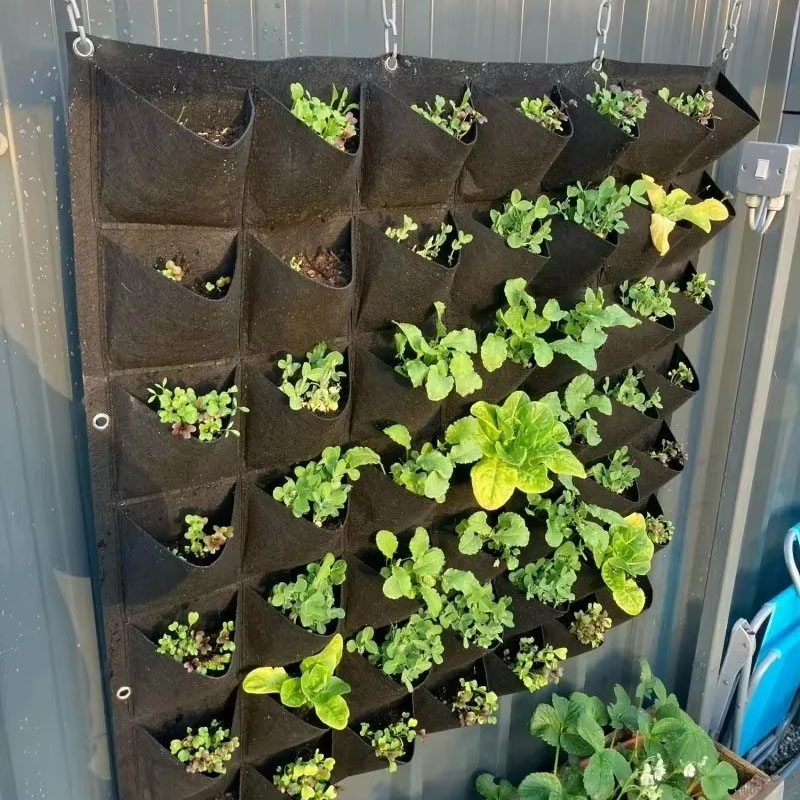 Vegetable Transplanter - 多ポケットグリーン垂直吊り下げ式ガーデンプランター野菜果物花鉢バッグ壁掛け吊り下げ栽培バッグ種まき鉢