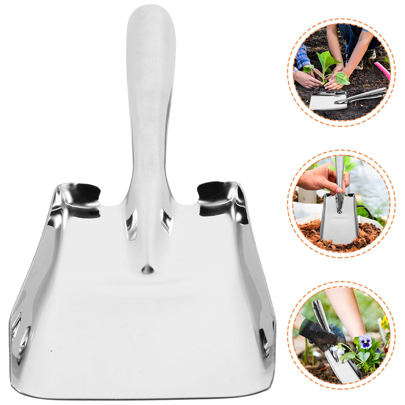 Vegetable Transplanter - 厚みのあるステンレス鋼のシャベル、多機能ガーデンツール、移植、植栽、土壌のほぐし、除草、花、野菜用