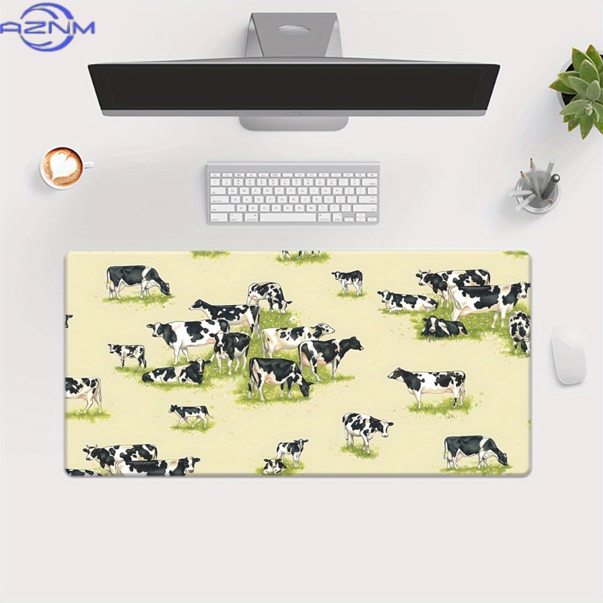XXLサイズの牛柄デスクマット - PCゲーマー向け高精細プ - Cow Mat Rubber のレビューと価格