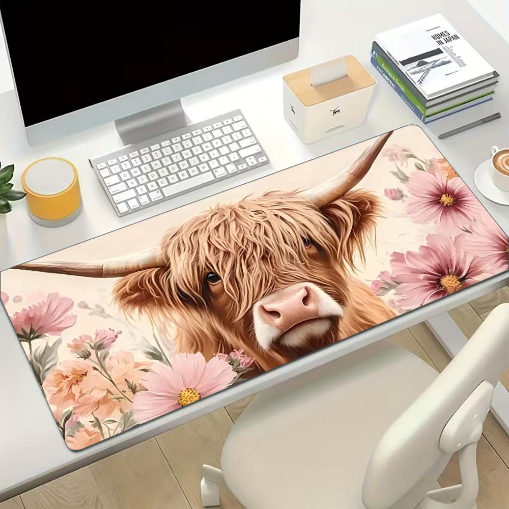 ハイランドカウピンクフローラル大型デスクマット滑り止めステッ - Cow Mat Rubber のレビューと価格