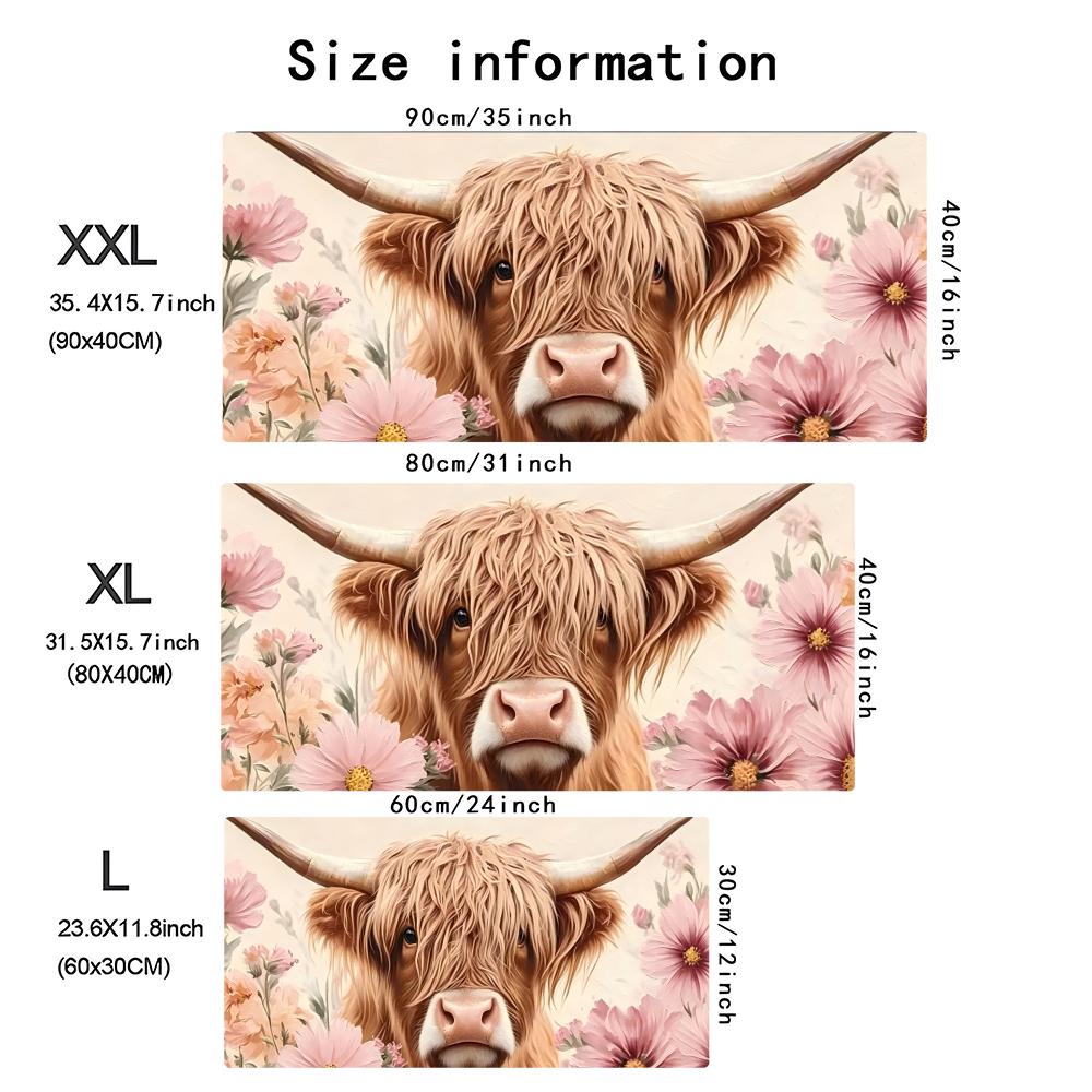 ハイランドカウピンクフローラル大型デスクマット滑り止めステッ - Cow Mat Rubber のレビューと価格