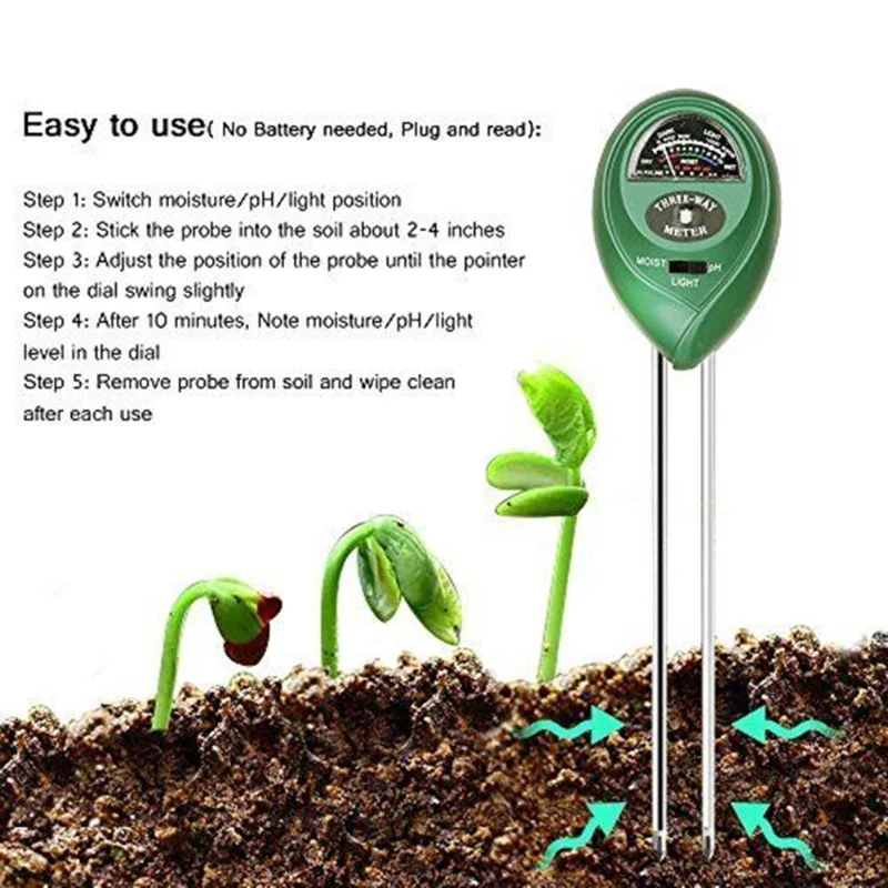 ガーデンPHメーター 日光3in1 土壌PHテスター 庭の花 - Soil Moisture Sensor のレビューと価格