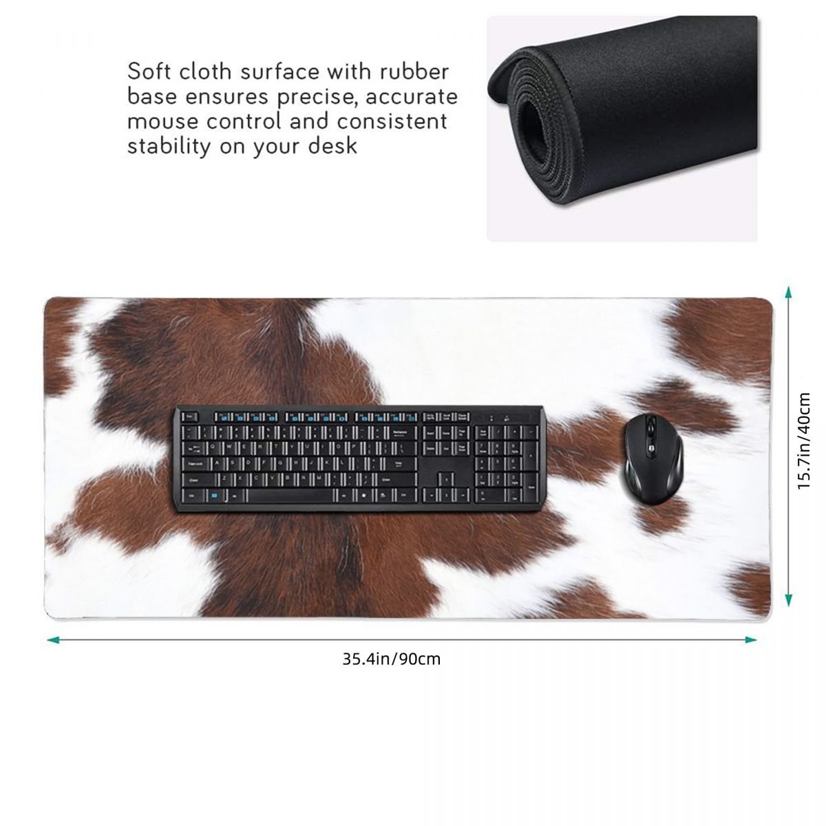大型マウスパッド牛皮パターンゲーマーPCラップトップマットキ - Cow Mat Rubber のレビューと価格