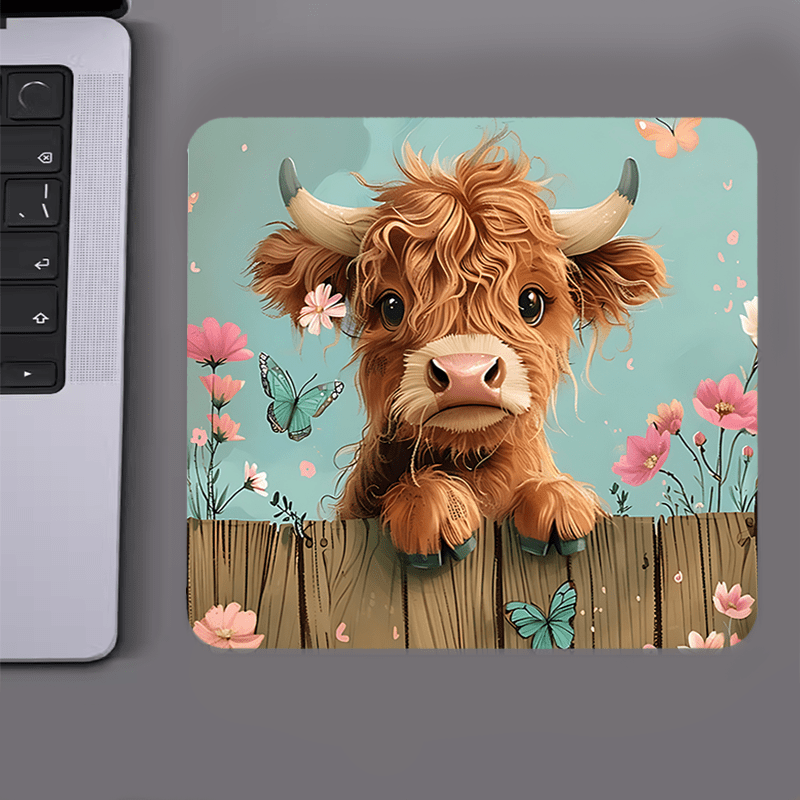 ブランドキュートハイランドカウマウスパッド花柄蝶デザインノン - Cow Mat Rubber のレビューと価格
