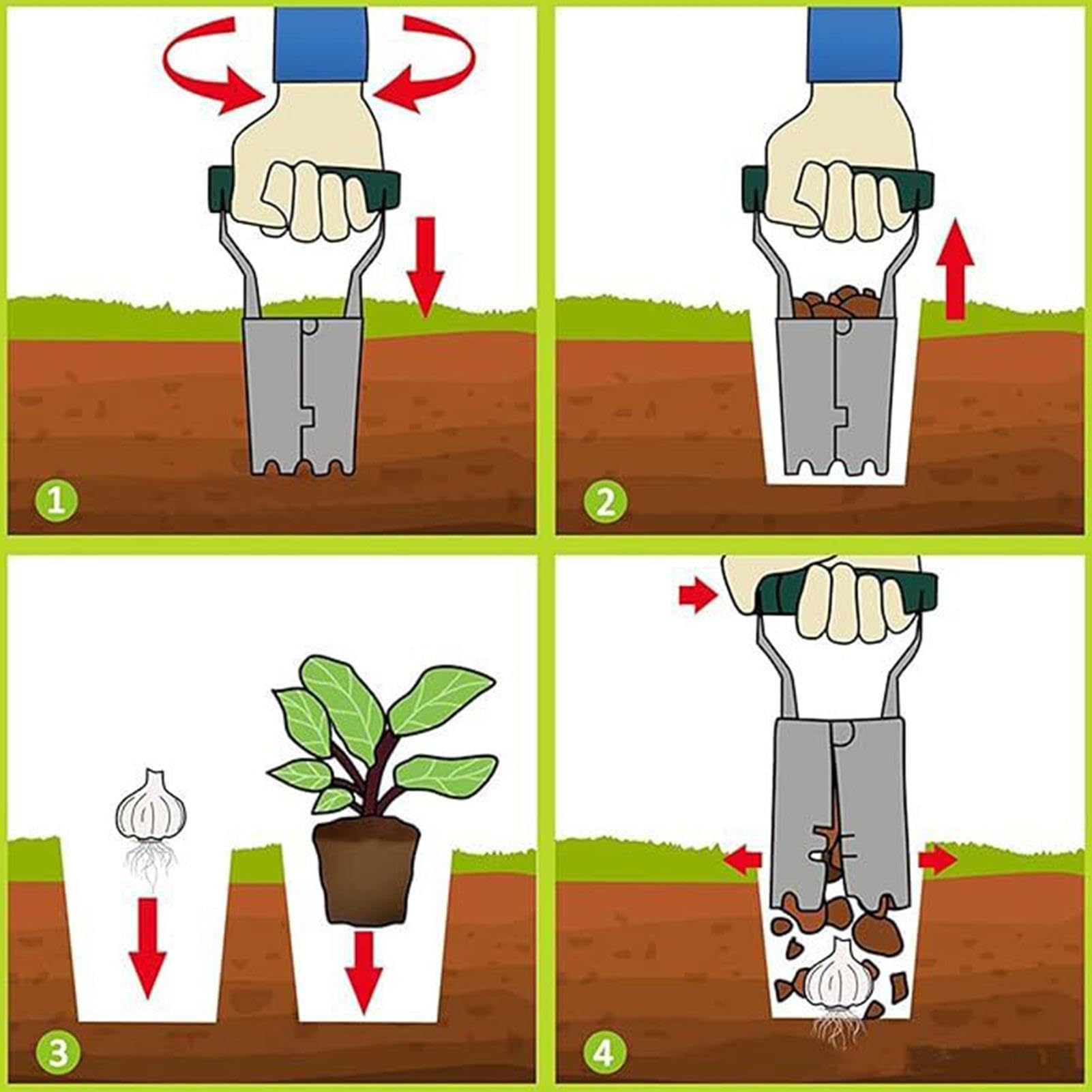 菜園苗移植機ステンレス鋼土壌穴あけ器ディバーツールポッティン - Vegetable Transplanter のレビューと価格