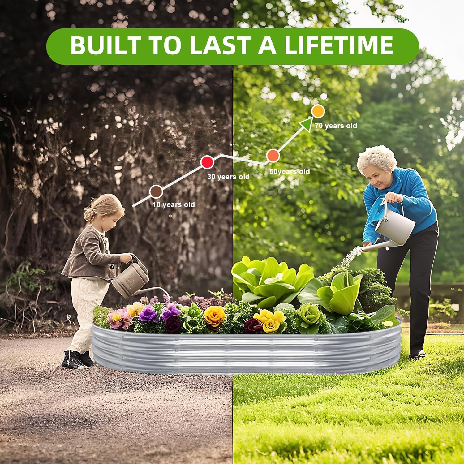 2個セットの高床式菜園、亜鉛メッキ加工済み4×2×1フィート - Vegetable Transplanter のレビューと価格