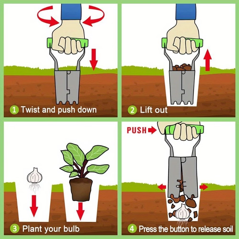 1-5 個ハンドル苗移植機手持ち式ガーデンツール穴掘り花植え - Vegetable Transplanter のレビューと価格