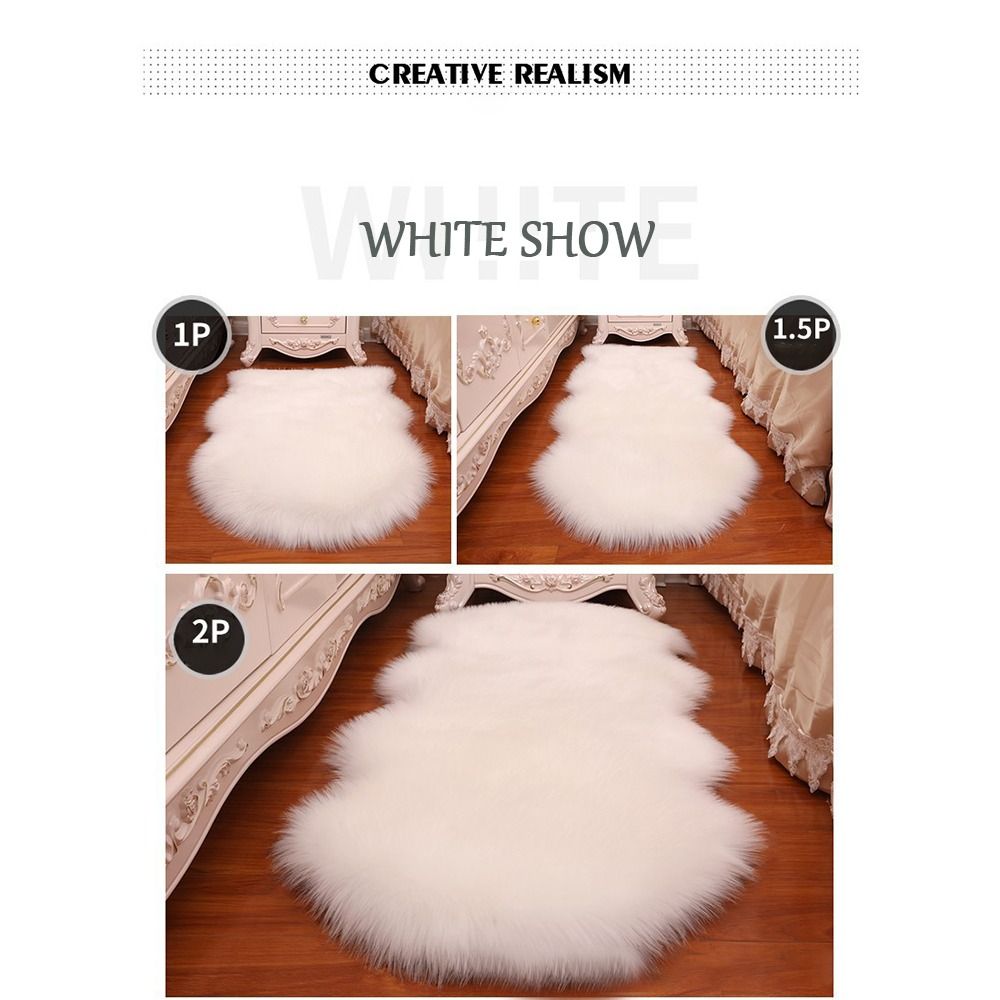 人工シープスキンロングヘアカーペット床ウールふわふわソフトマ - Cow Mat Rubber のレビューと価格